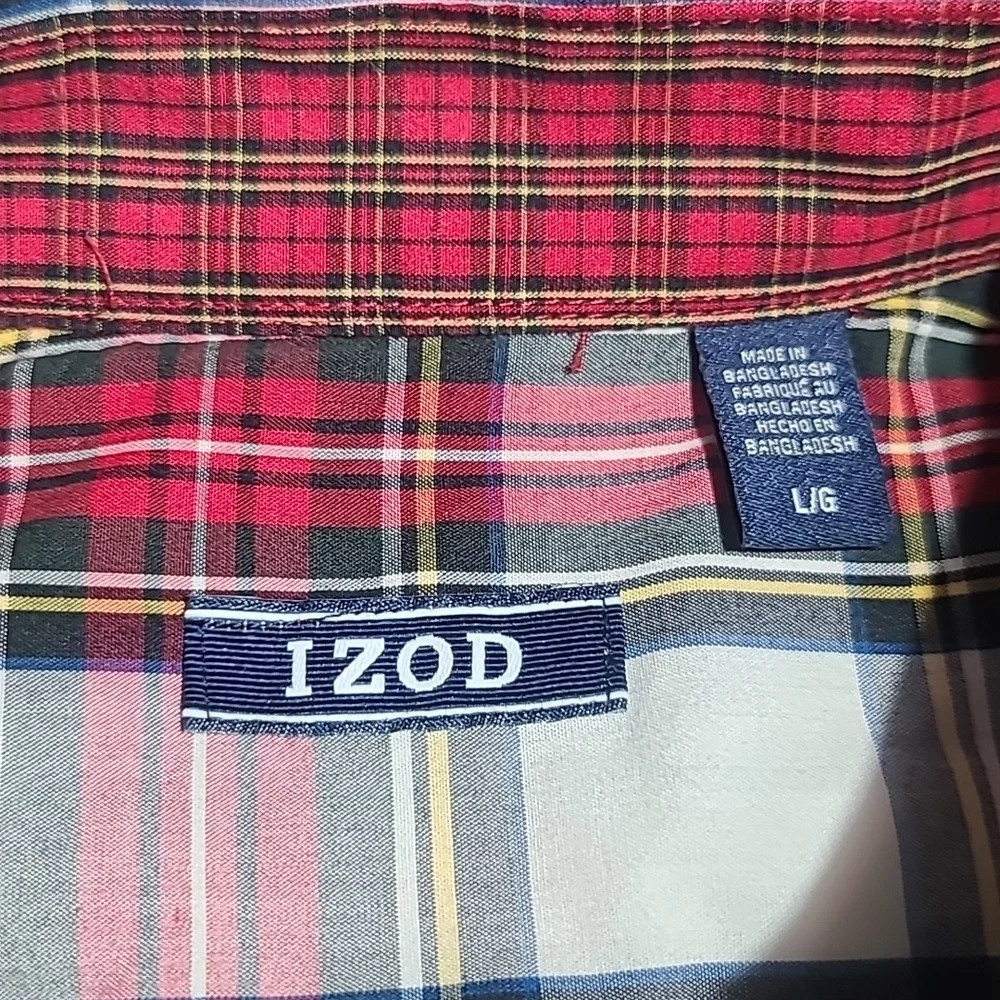 IZOD Heritage Tartan Red & White Plaid Long-Sleeve Button-Down Shirt